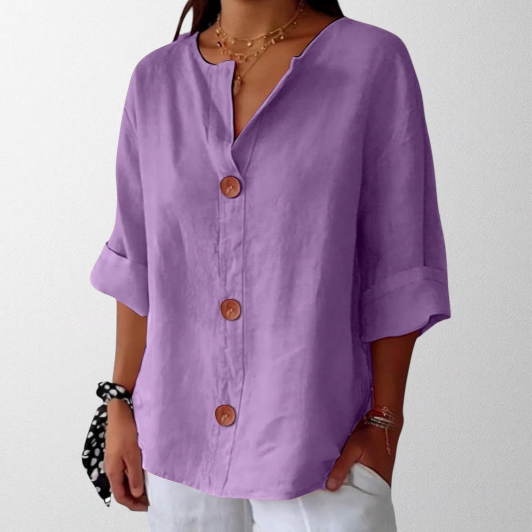 Noora - Relaxed Linen Blouse for Timeless Elegance