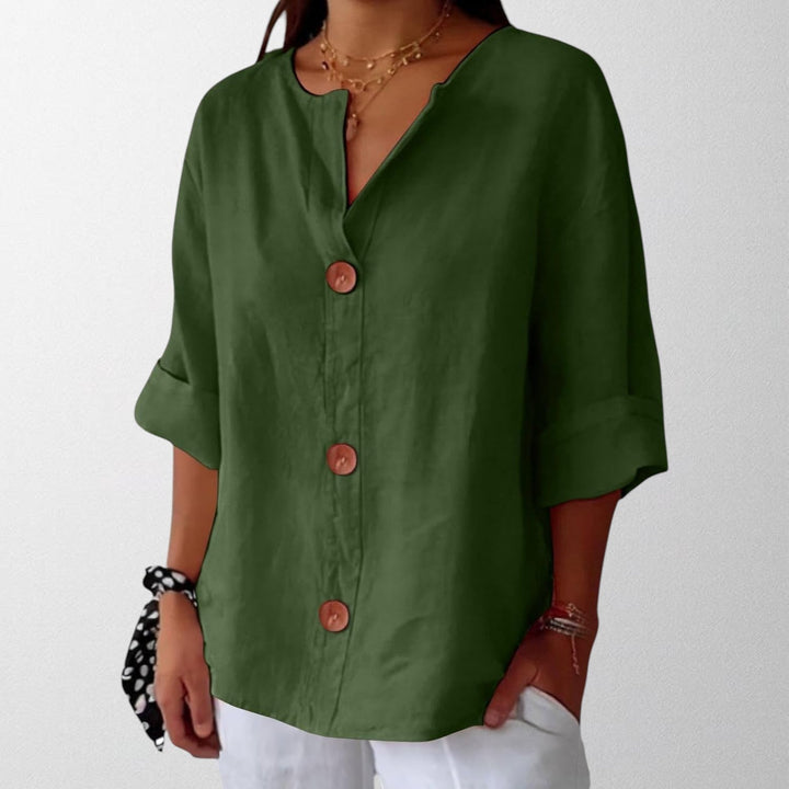 Noora - Relaxed Linen Blouse for Timeless Elegance