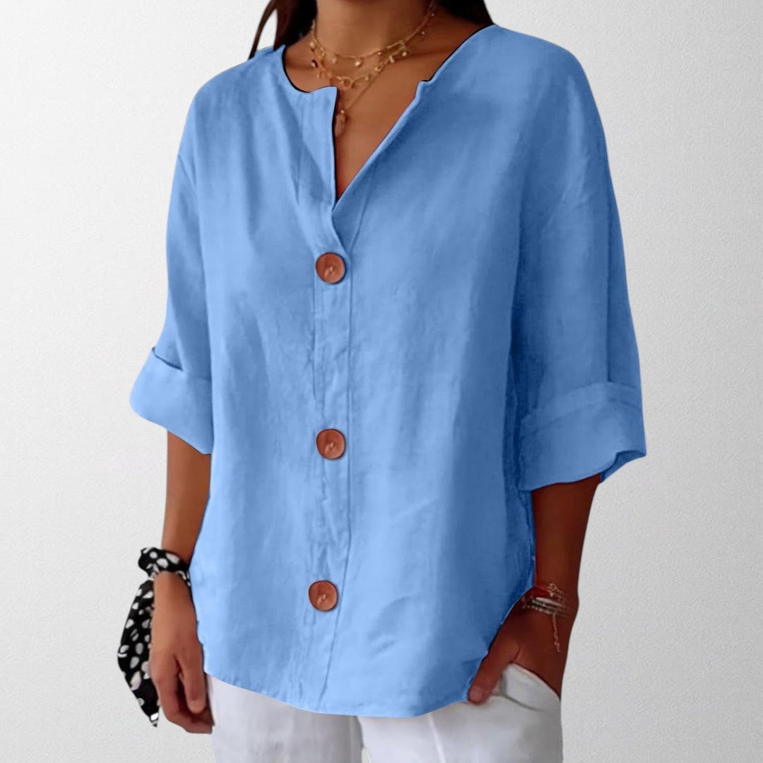 Noora - Relaxed Linen Blouse for Timeless Elegance