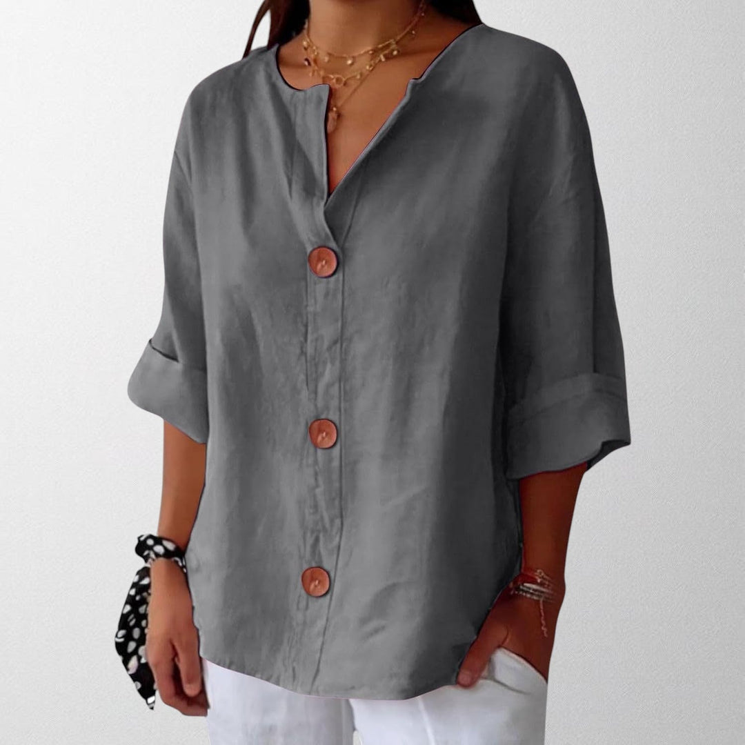 Noora - Relaxed Linen Blouse for Timeless Elegance