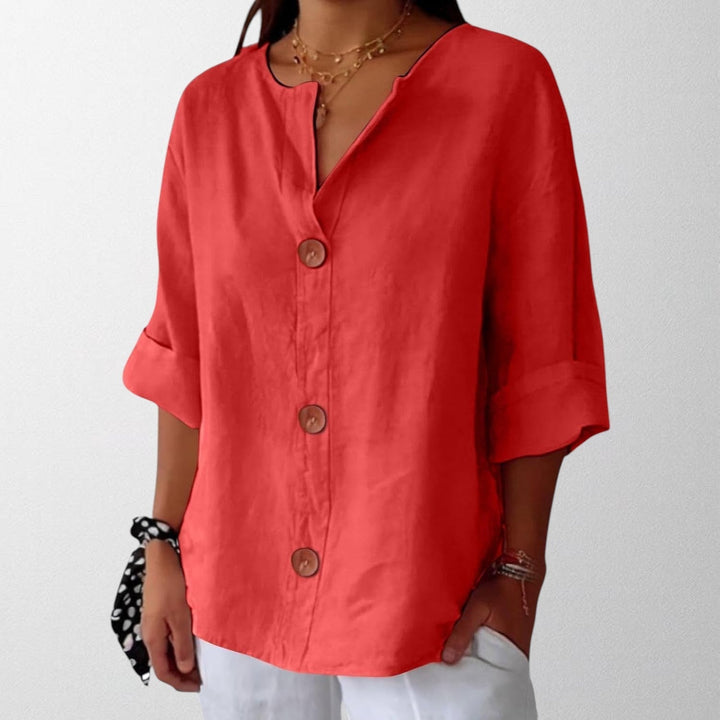 Noora - Relaxed Linen Blouse for Timeless Elegance