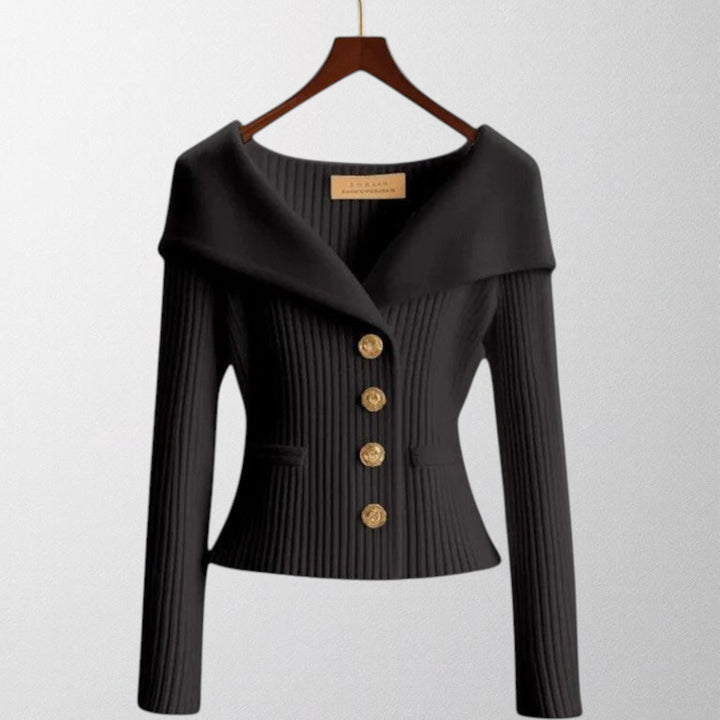 Olivia - Elegant Ribbed Cardigan with Gold Buttons