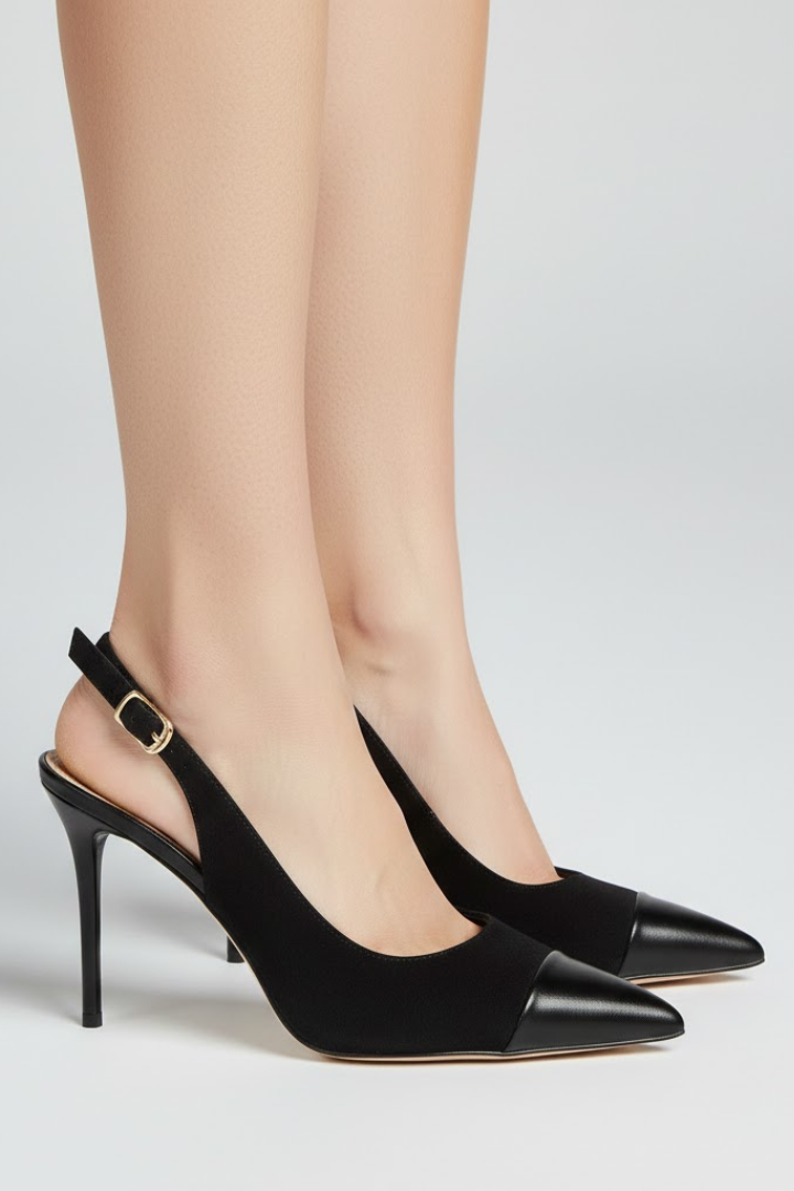 Women’s Slingback Heels with Pointed Toe and Adjustable Strap