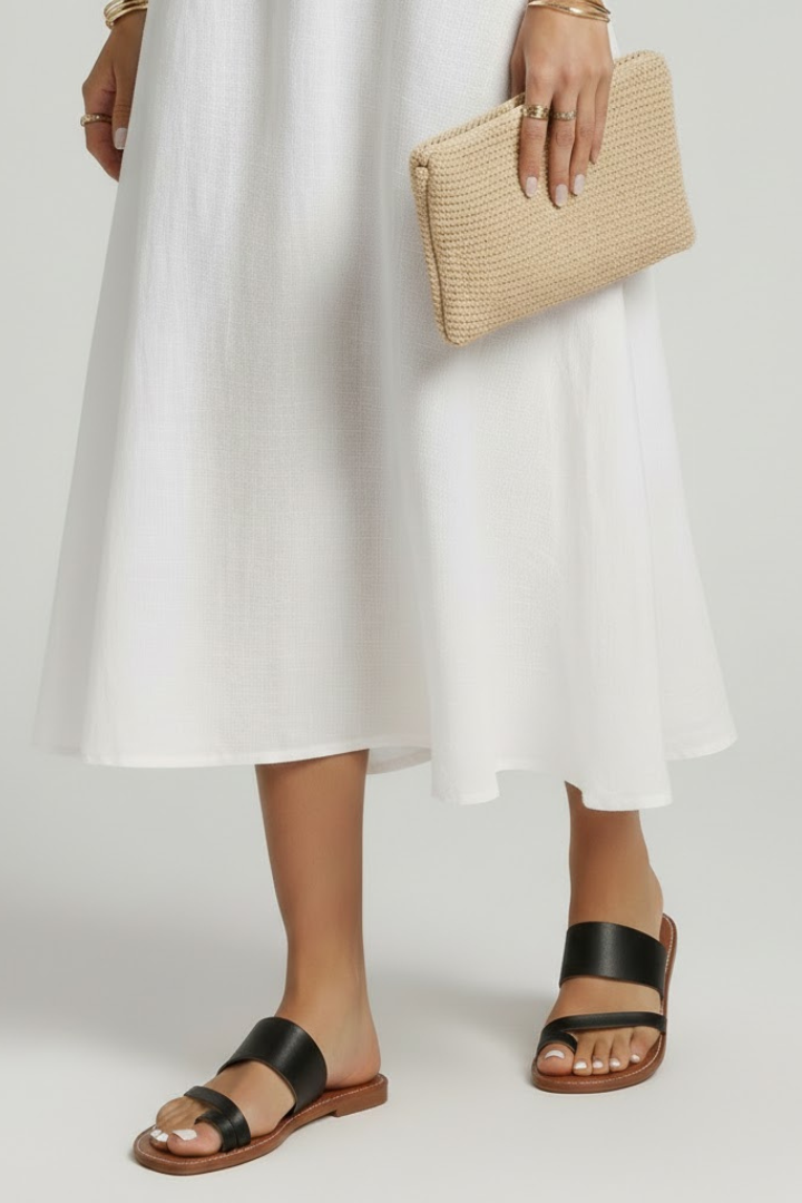 Women’s Slip-On Sandals with Buckle Strap