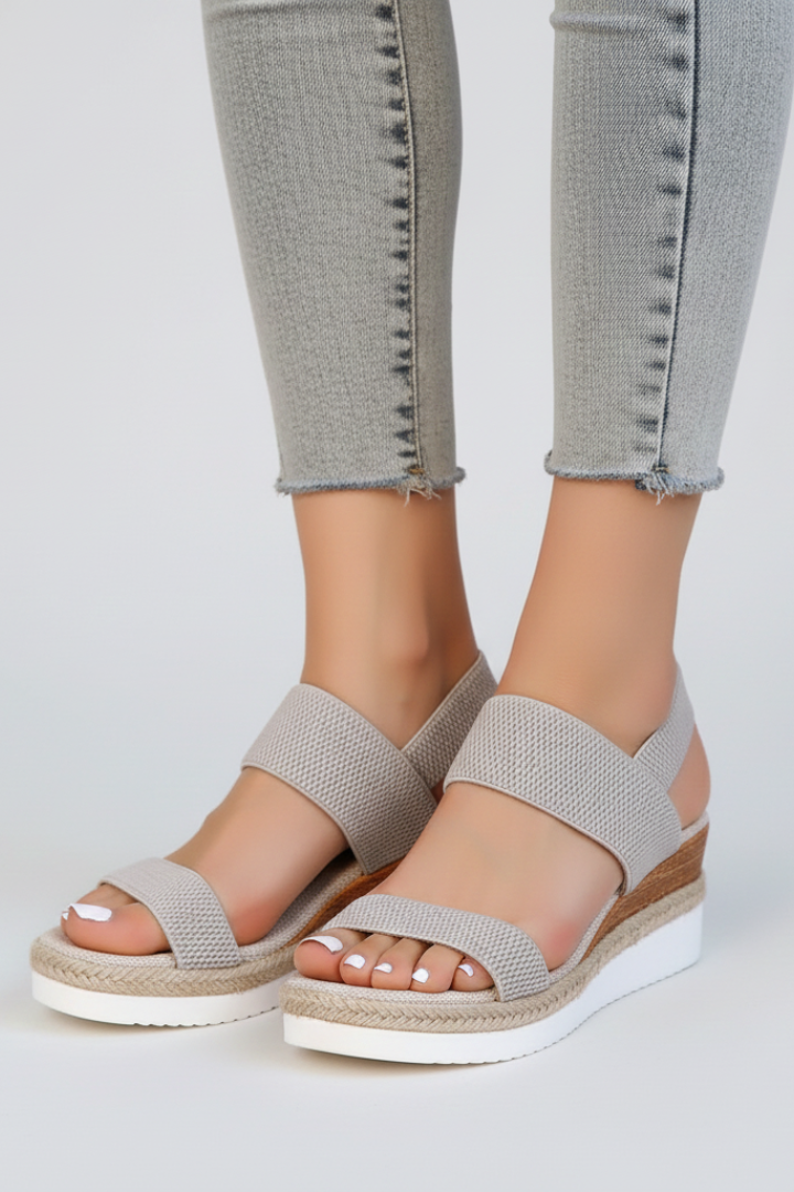Women’s Sandals with Elastic Upper and Raised Sole