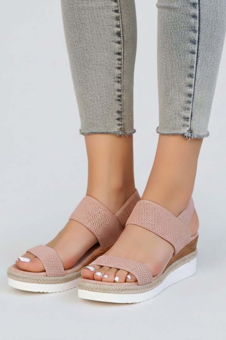 Women’s Sandals with Elastic Upper and Raised Sole