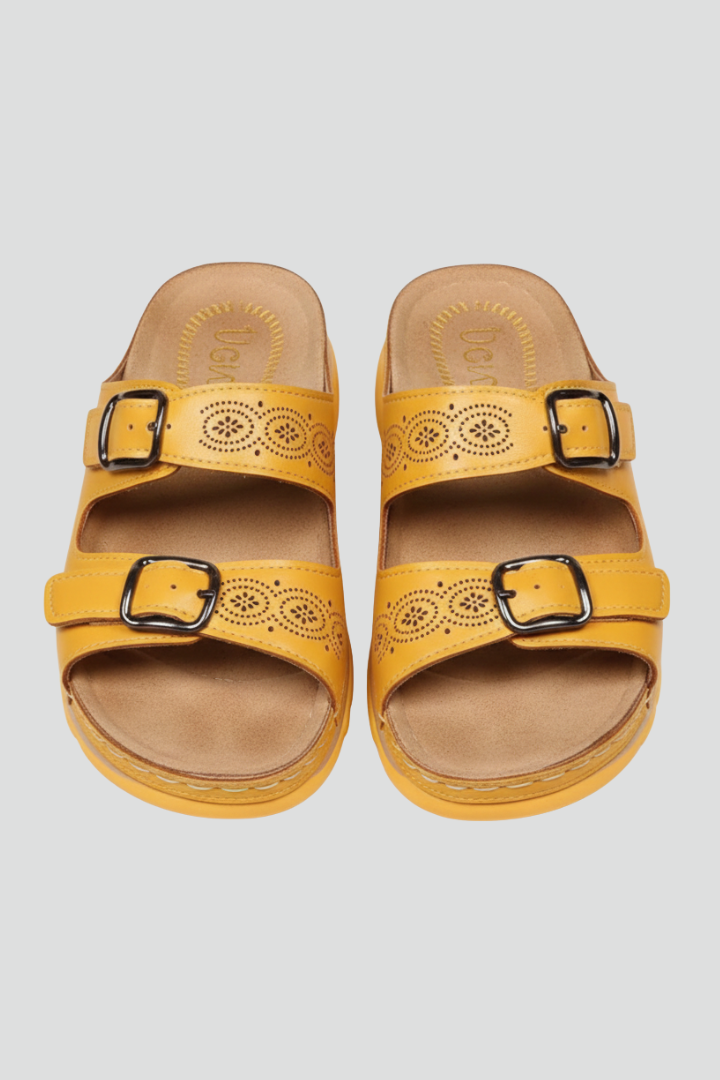 Women’s Open-Toe Sandals with Buckle Straps and Flat Sole