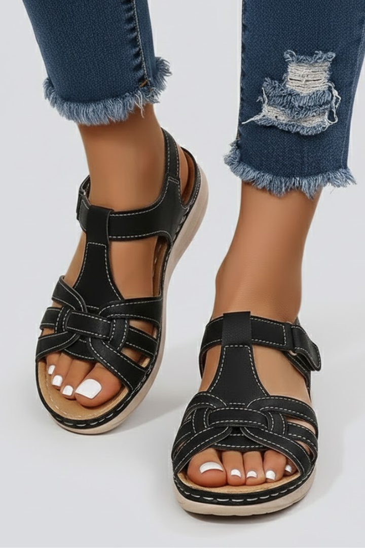 Women’s Open-Toe Sandals with Straps and Adjustable Closure