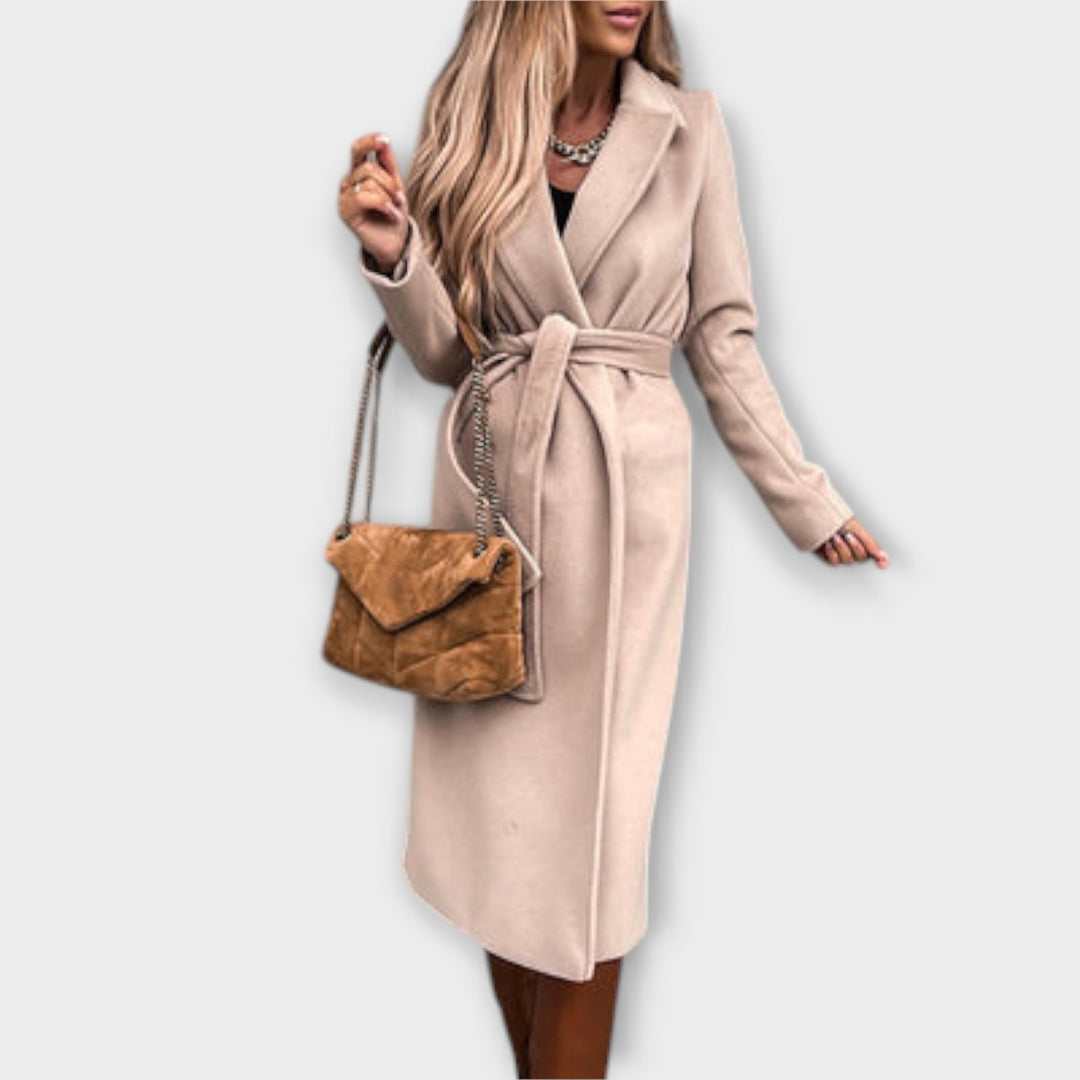 Eliza | Stylish Long Coat with Tie Belt