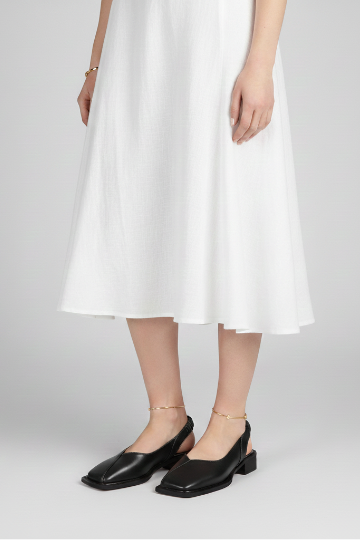 Women’s Slingback Sandals with Square Toe and Low Heel