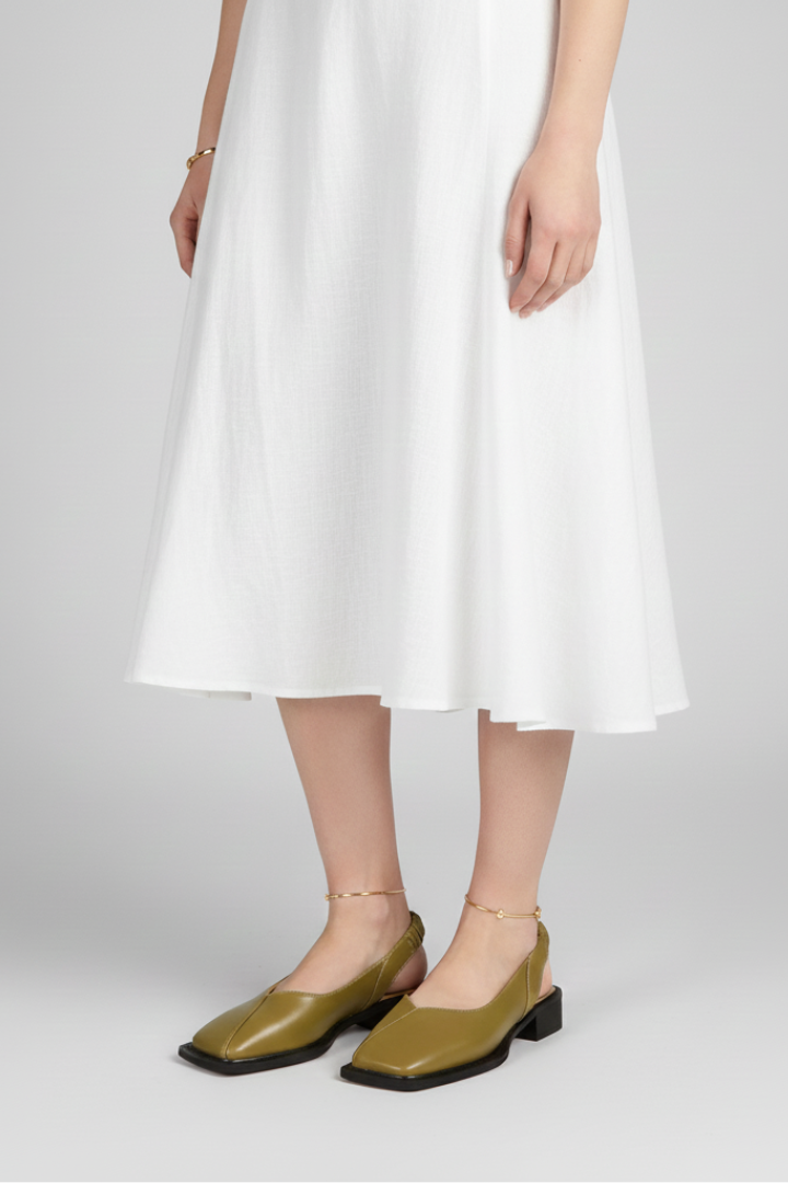 Women’s Slingback Sandals with Square Toe and Low Heel