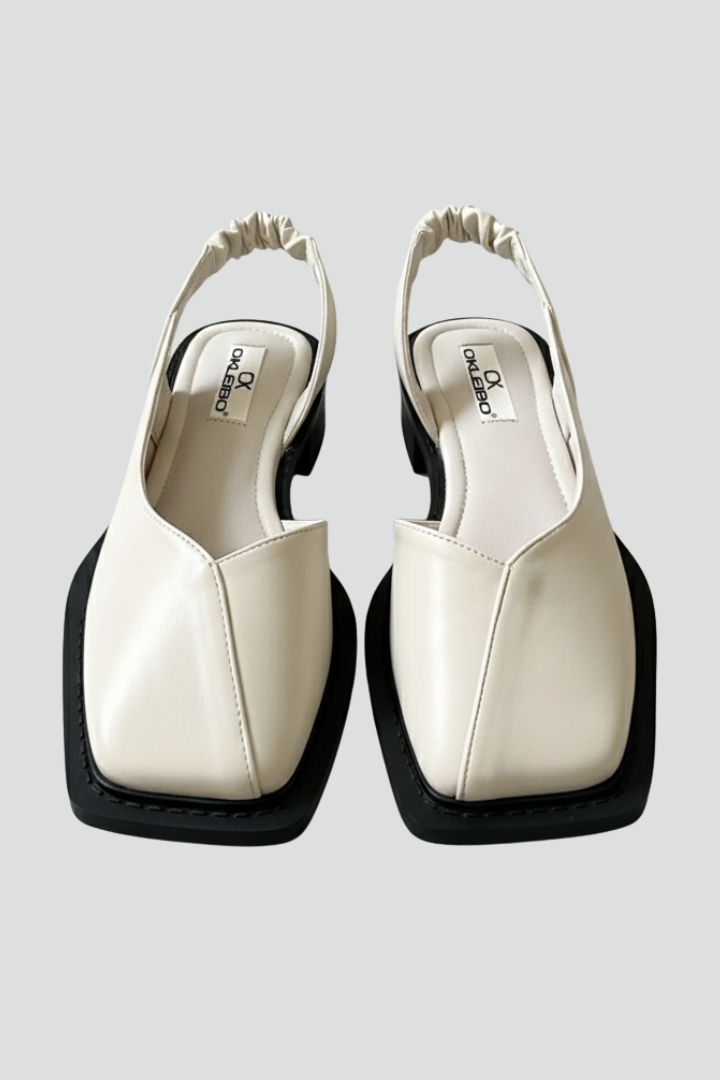 Women’s Slingback Sandals with Square Toe and Low Heel