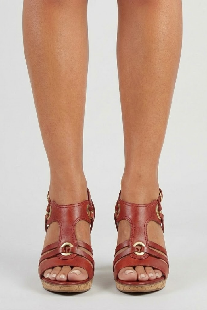 Women’s Heeled Sandals with Multi-Strap Upper and Open Toe