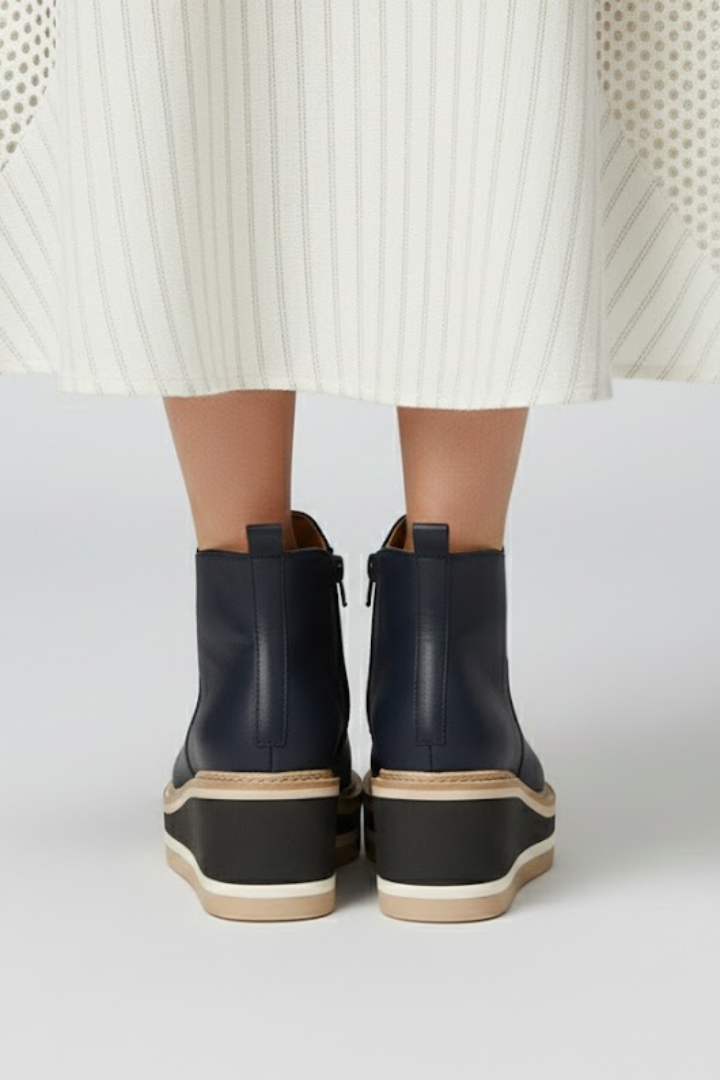 Women’s Ankle Footwear with Airflow Panels and Low Block Heel