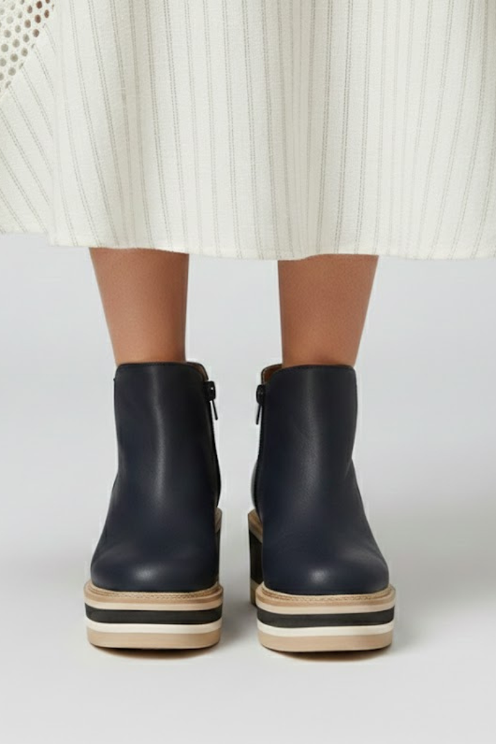 Women’s Ankle Footwear with Airflow Panels and Low Block Heel