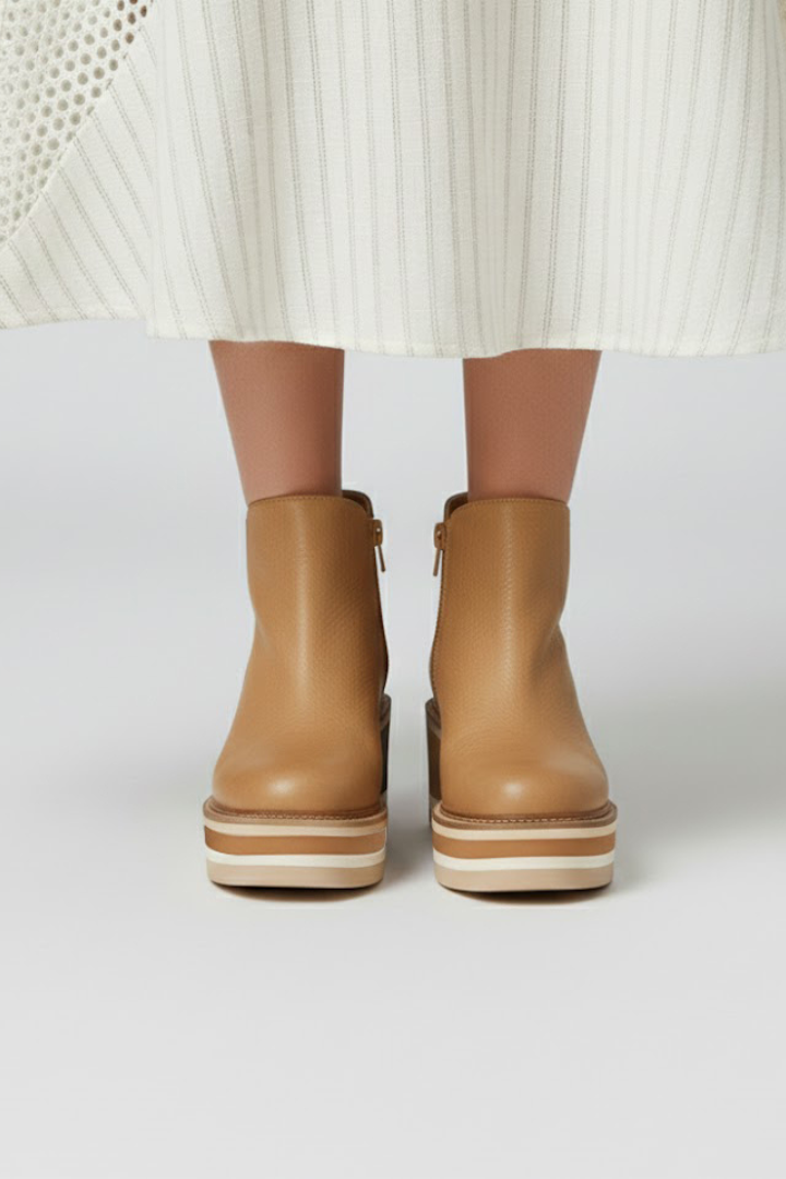 Women’s Ankle Footwear with Airflow Panels and Low Block Heel