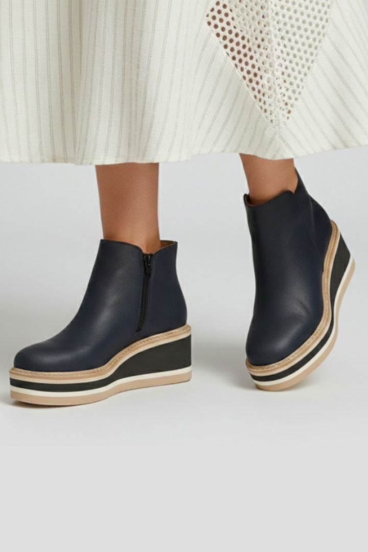 Women’s Ankle Footwear with Airflow Panels and Low Block Heel