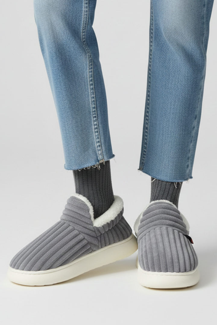 Women’s Slippers with Ribbed Upper and Inner Lining