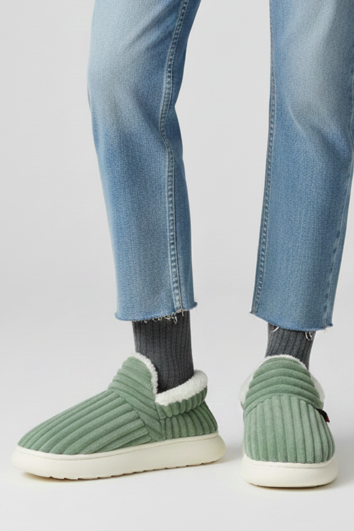Women’s Slippers with Ribbed Upper and Inner Lining