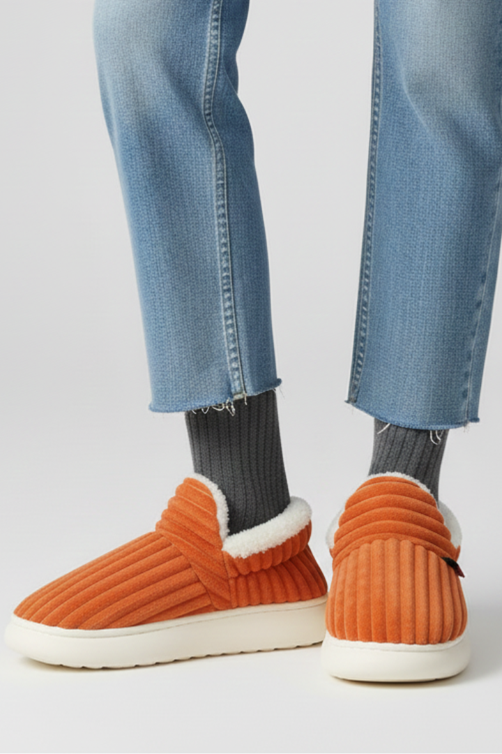 Women’s Slippers with Ribbed Upper and Inner Lining