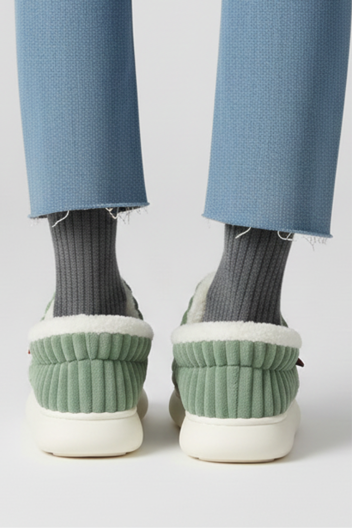 Women’s Slippers with Ribbed Upper and Inner Lining