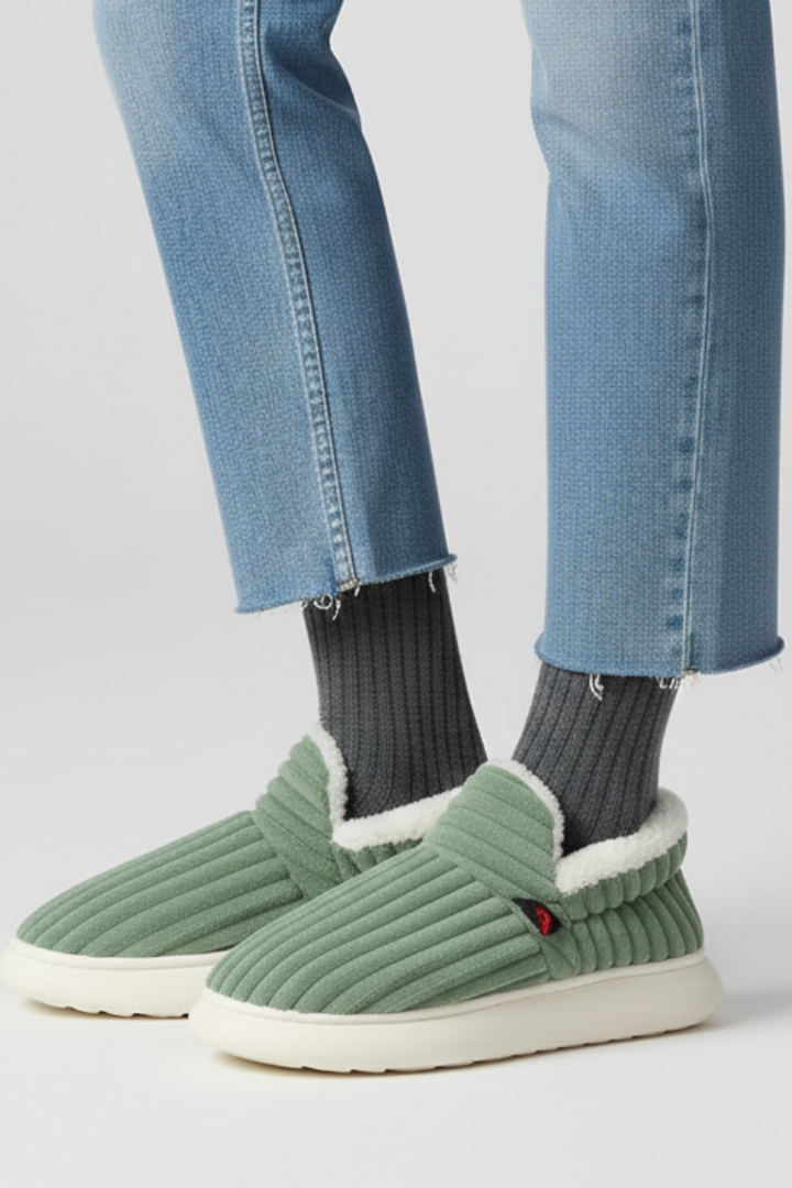Women’s Slippers with Ribbed Upper and Inner Lining