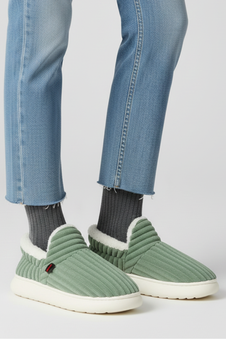 Women’s Slippers with Ribbed Upper and Inner Lining