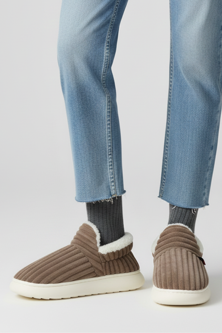 Women’s Slippers with Ribbed Upper and Inner Lining