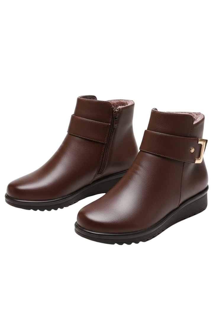 Women’s Ankle Boots with Side Zipper and Faux Fur Lining