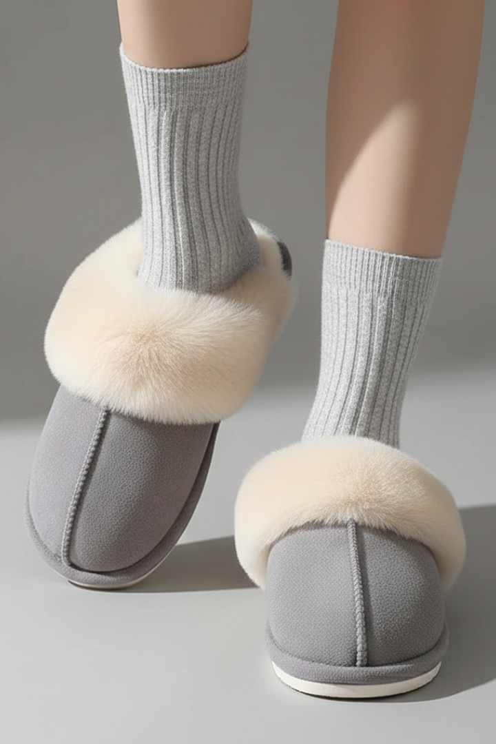 Women’s Indoor Slippers with Plush Lining and Textured Sole