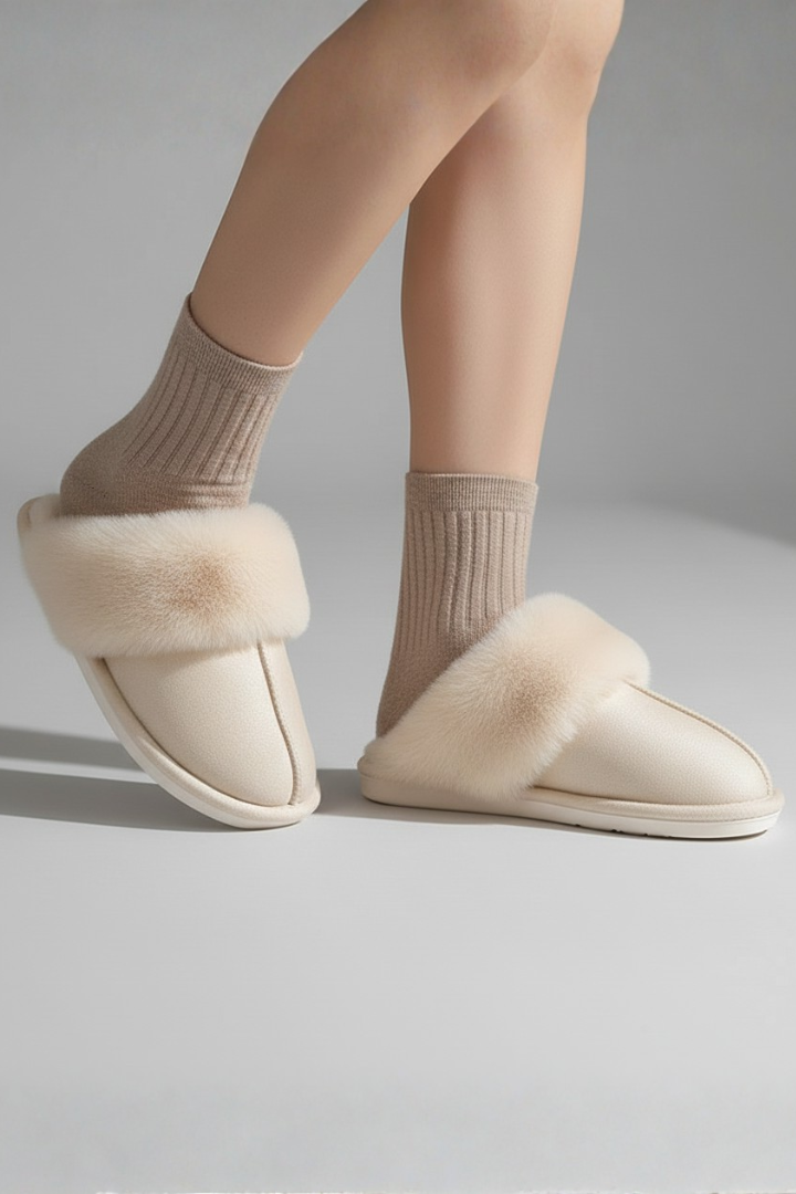 Women’s Indoor Slippers with Plush Lining and Textured Sole