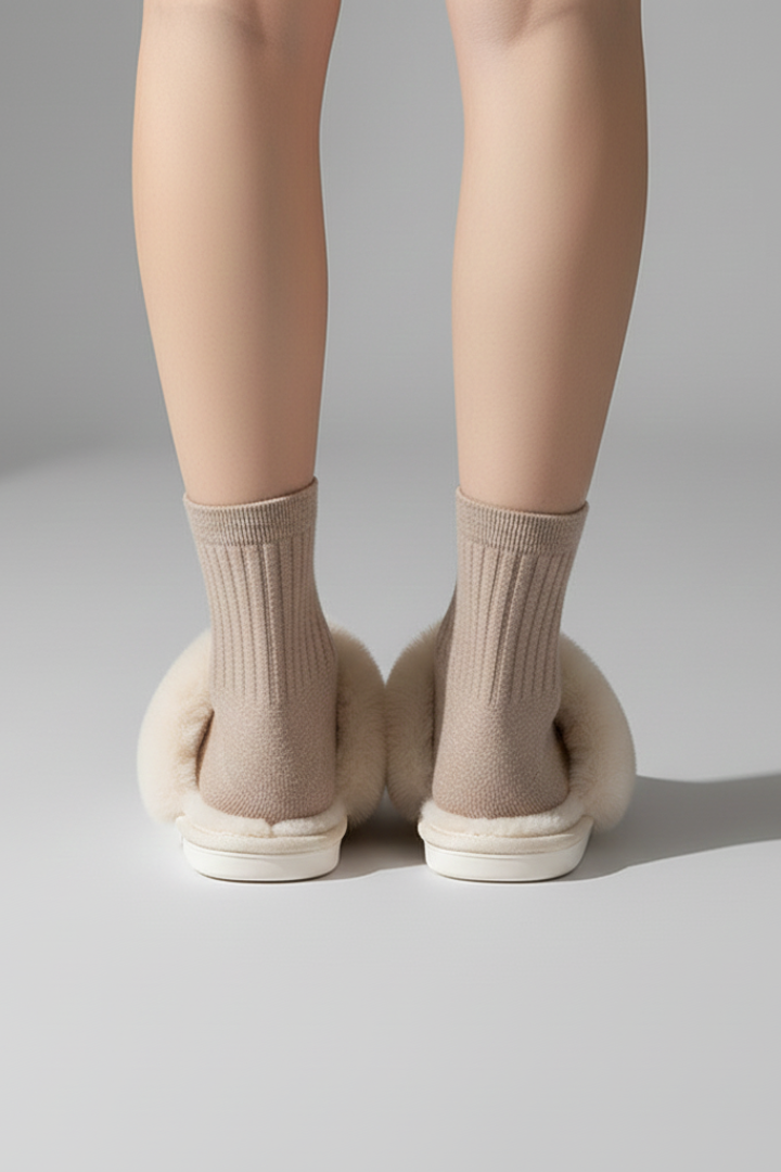 Women’s Indoor Slippers with Plush Lining and Textured Sole