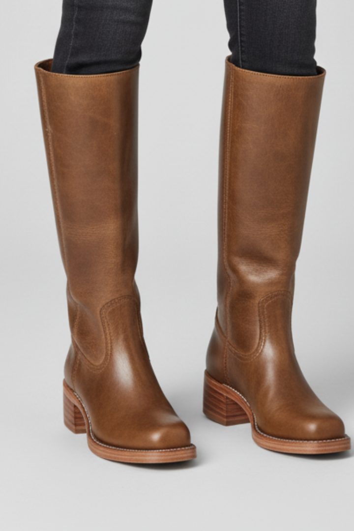 Women’s Knee-High Boots with Round Toe and Block Heel