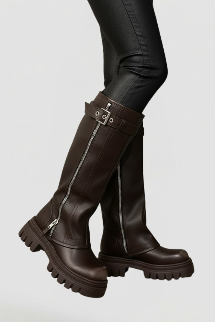 Women’s Knee High Platform Boots with Side Zipper