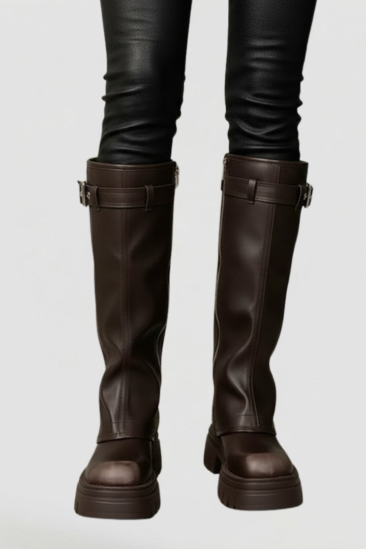 Women’s Knee High Platform Boots with Side Zipper