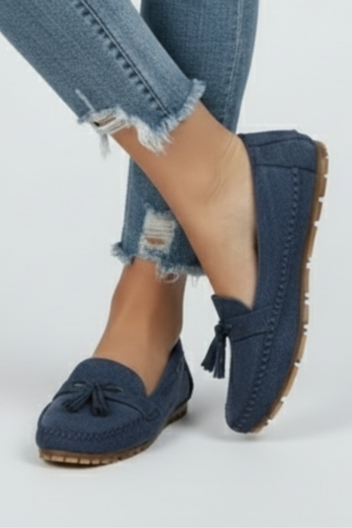 Women’s Loafers with Bow and Textured Surface