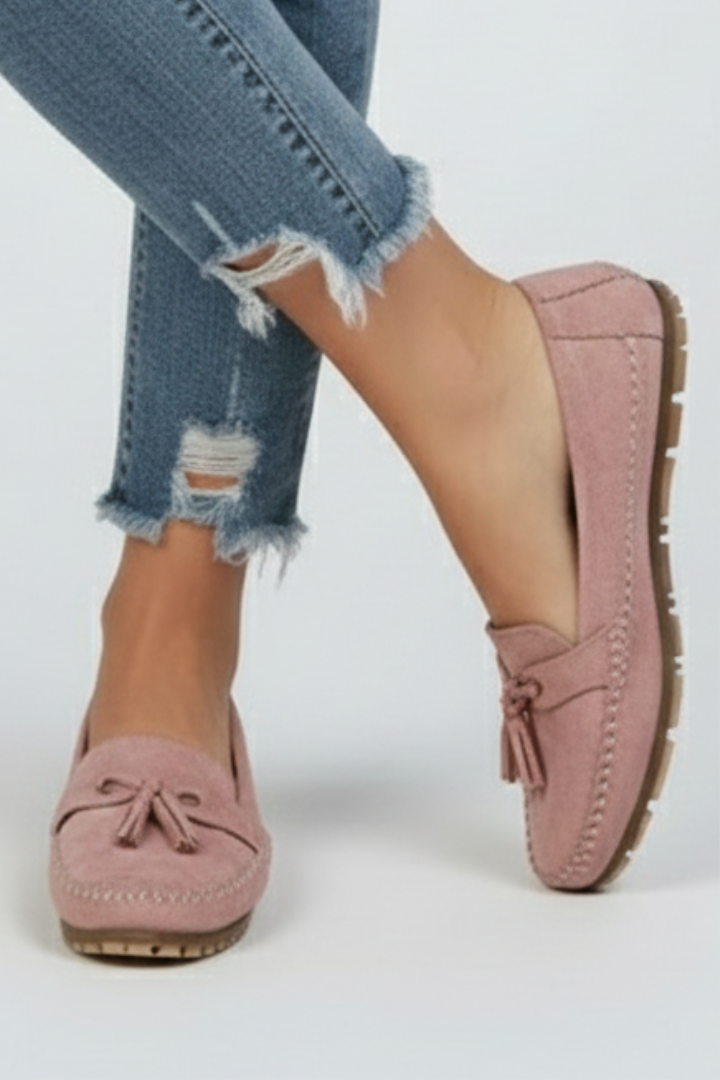 Women’s Loafers with Bow and Textured Surface