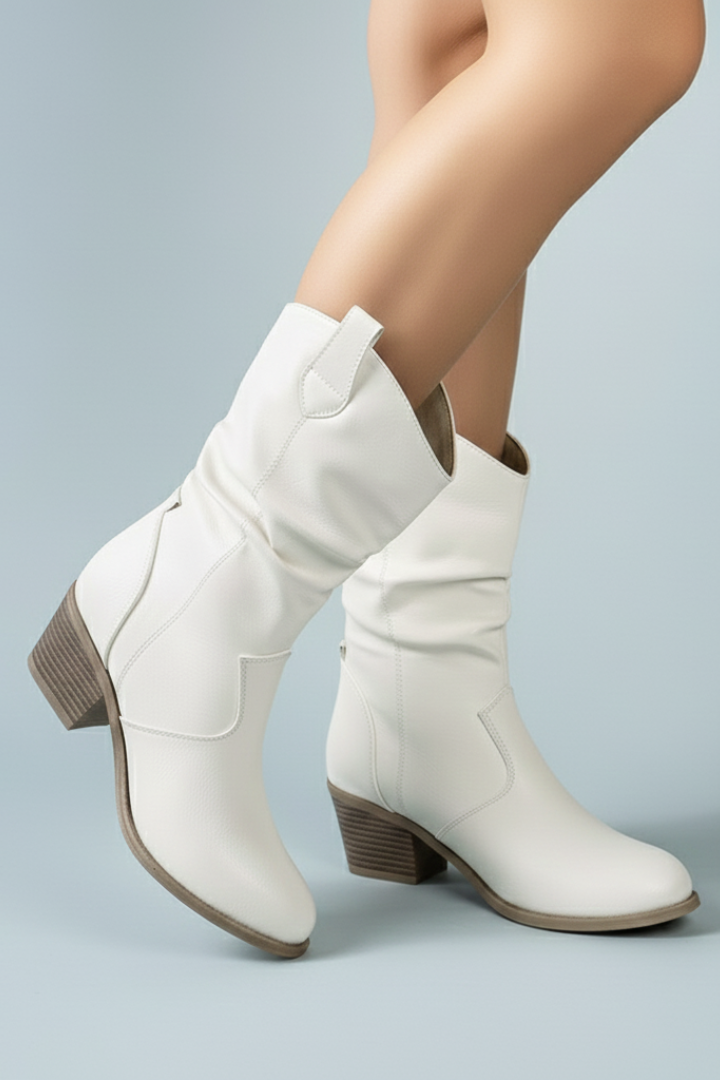Women’s Mid-Calf Boots with Pull Tabs and Block Heel