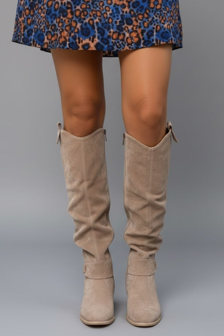 Women’s Over the Knee Boots with Slouch Shaft and Flat Heel