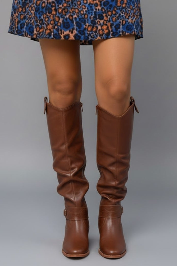 Women’s Over the Knee Boots with Slouch Shaft and Flat Heel