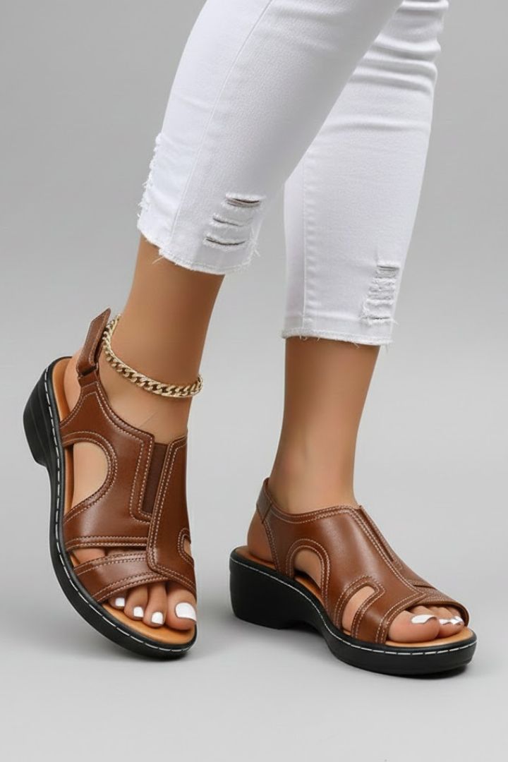 Women’s Platform Sandals with Open Toe and Cutout Upper