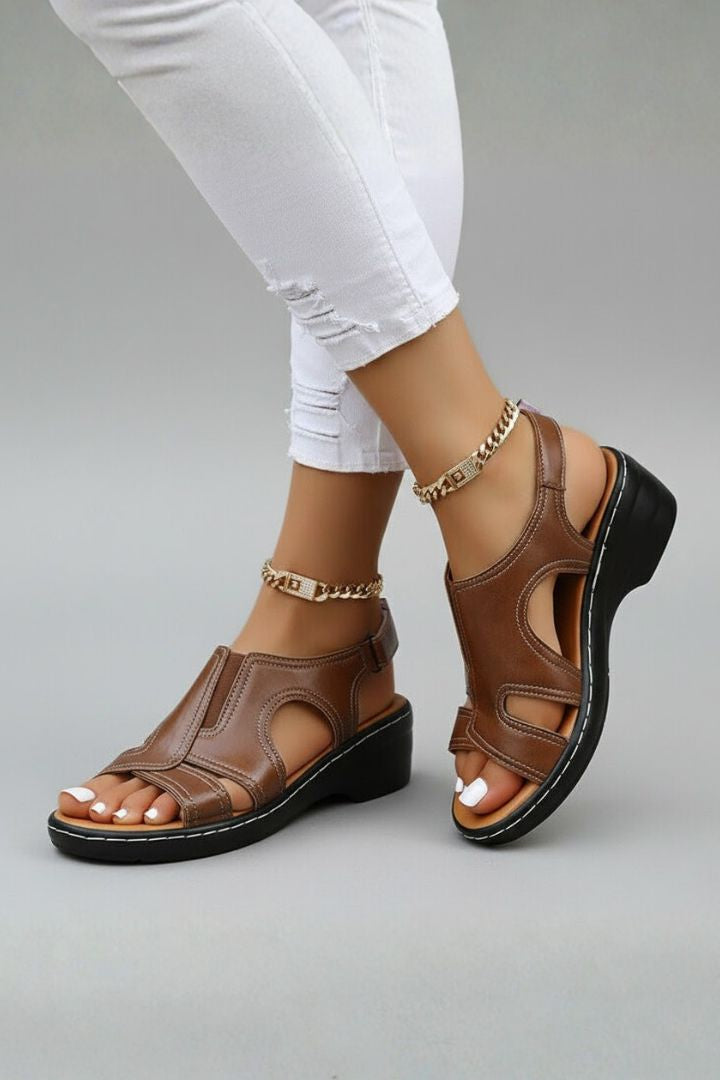 Women’s Platform Sandals with Open Toe and Cutout Upper