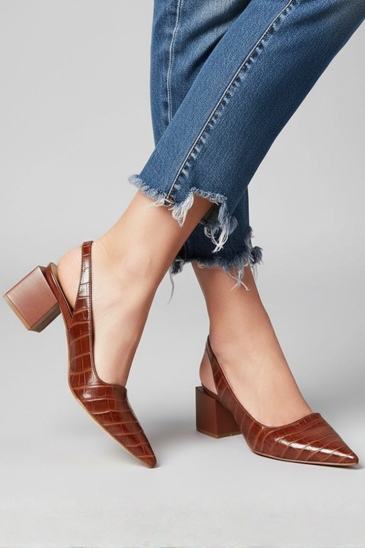 Women’s Slingback Pumps with Pointed Toe and Adjustable Strap