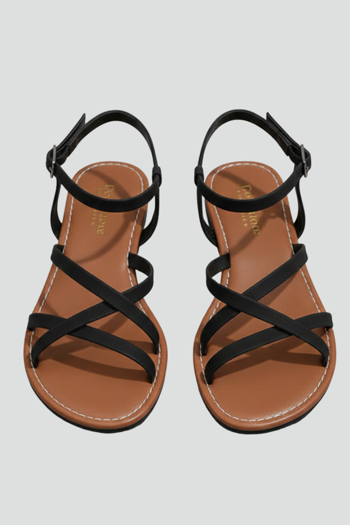 Women’s Strappy Flat Sandals with Ankle Strap and Open Toe