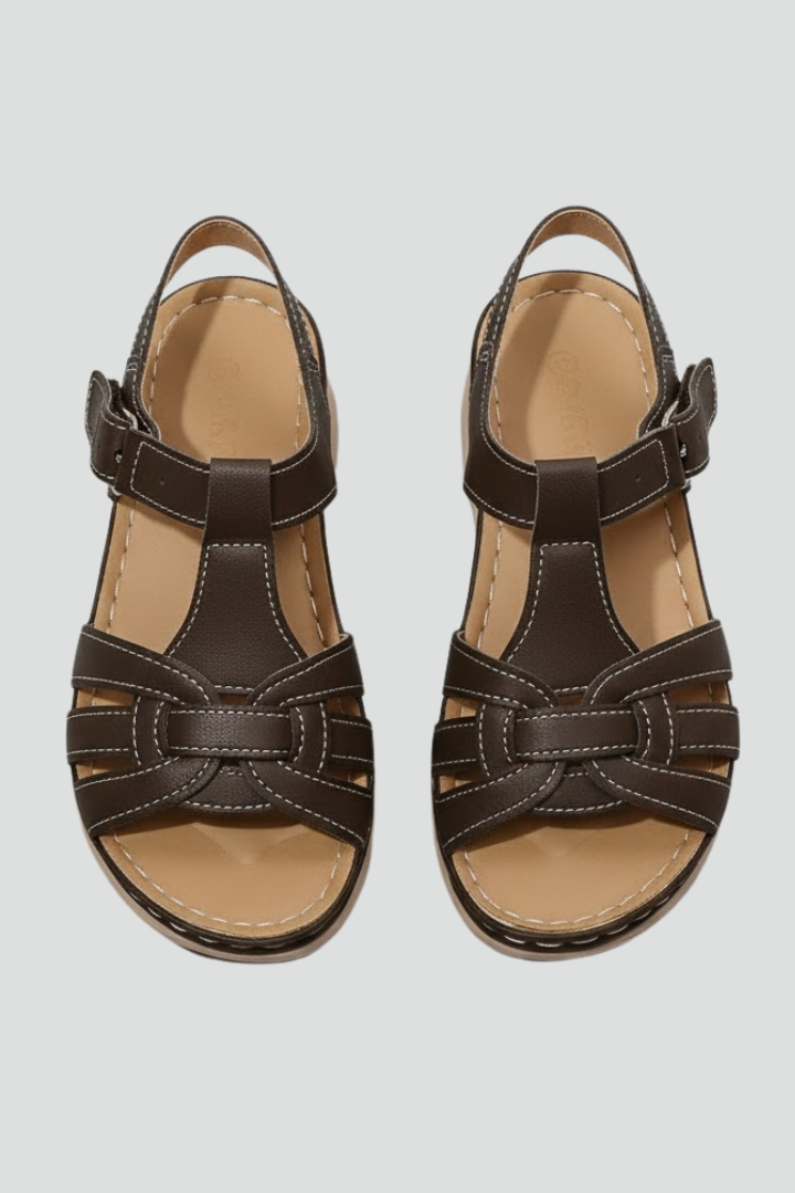 Women’s Retro Strap Sandals with Buckle Fastening