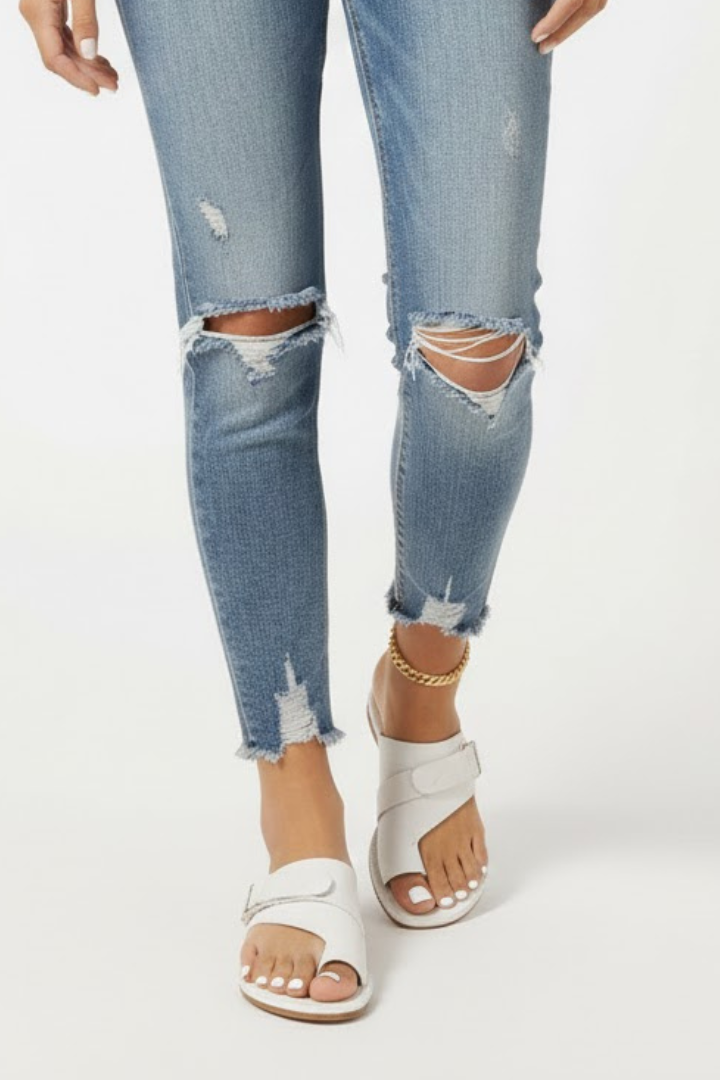 Women’s Sandals with Buckle and Textured Finish