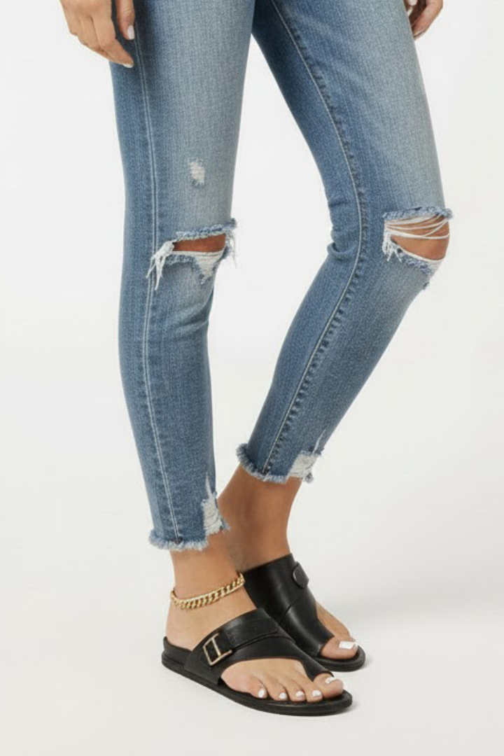 Women’s Sandals with Buckle and Textured Finish