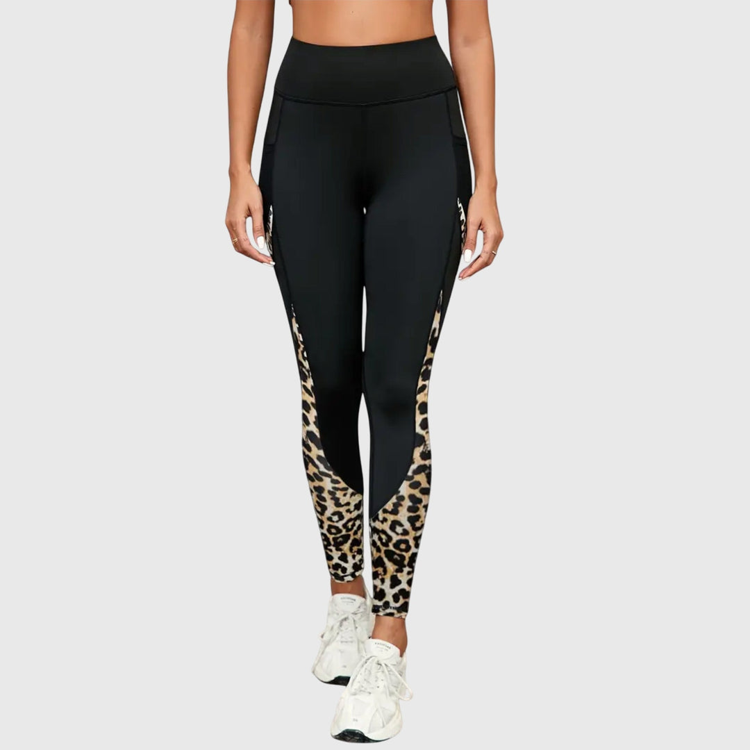 High-Waisted Leopard Print Training Trousers