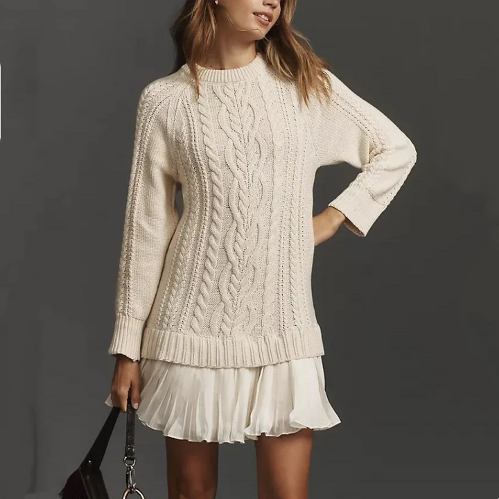 Kalena | Cable Knit Mini Sweater Dress