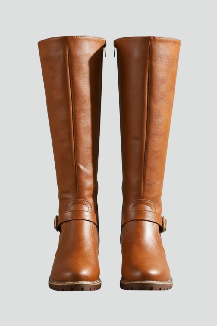 Women’s Tall Boots with Side Zip and Buckle Detail